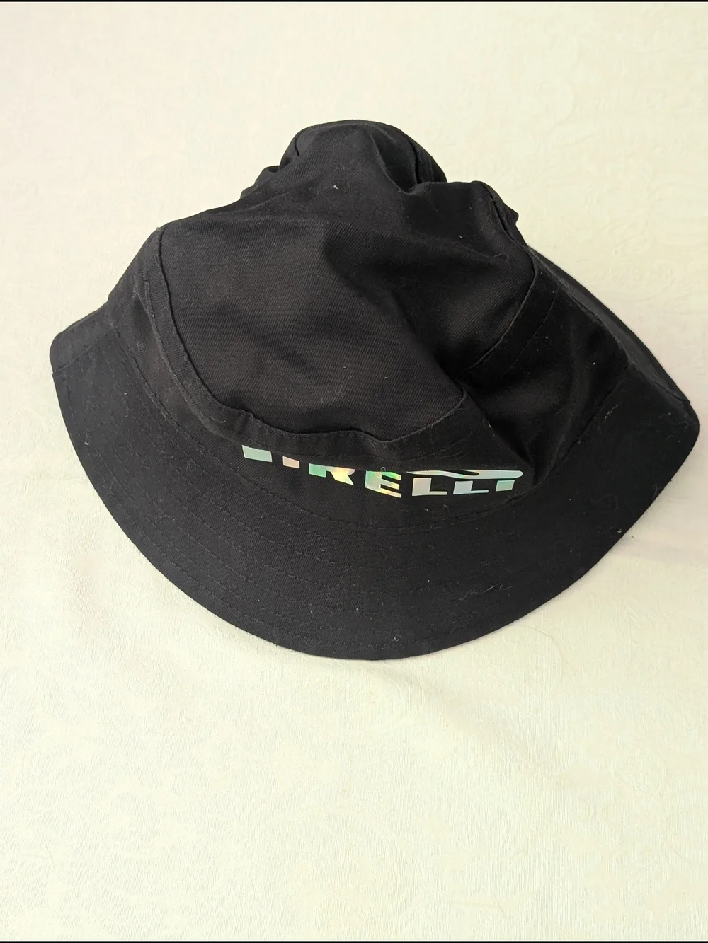 Pirelli Black Bucket Hat One Size Solid Men Logo Official Merchandise